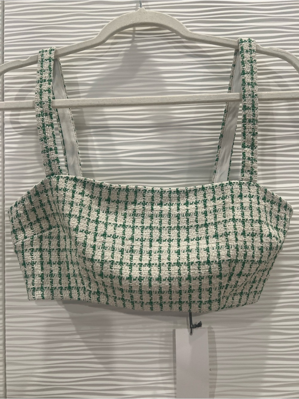 Wayf Green and Cream Tweed Jacket with Matching Bustier - Picture 6 of 7